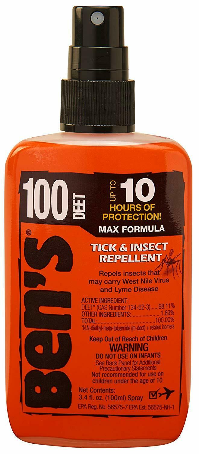NEW Ben's 100% Deet Tick & Insect Repellent Spray Pump 3.4oz Fly Mosquito
