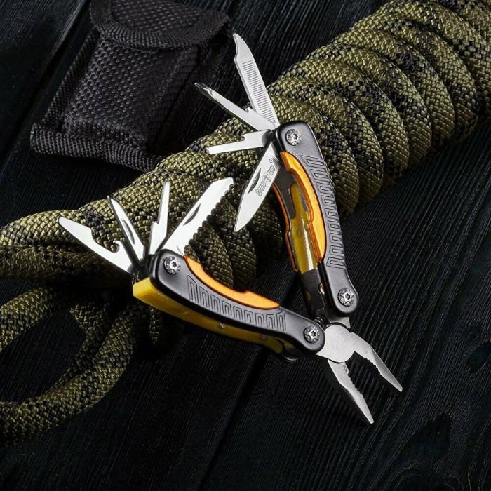 Mini Utility Multitool with Knife and Pliers - 12 Components Stainless Steel