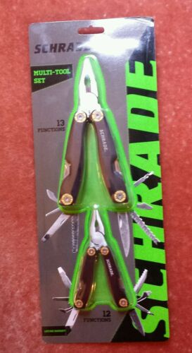 Schrade Multi Tool Set 2 Tools with sheaths.Stainless Steel Blades & Components.