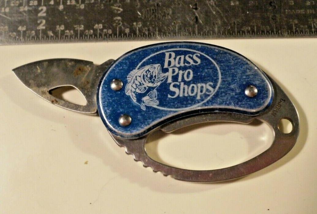 BUCK 759 KEYCHAIN KNIFE BOTTLE OPENER BASS PRO SHOPS LINERLOCK ROUND BLUE