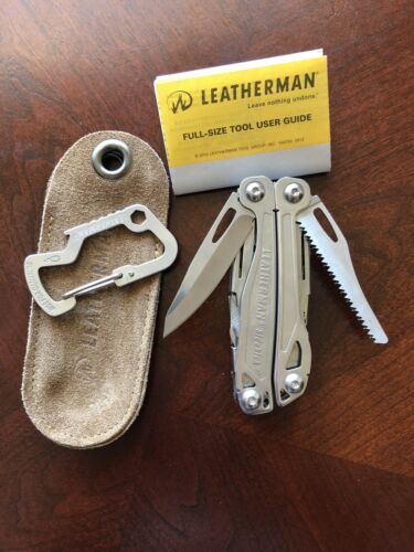 Leatherman Sidekick Multitool Knife Pliers Saw W Carabiner And Leather Sleeve