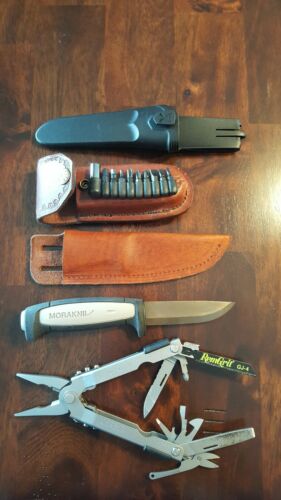 Gerber MP600 & Mora Robust knife SET with Leather sheaths and bit kit included