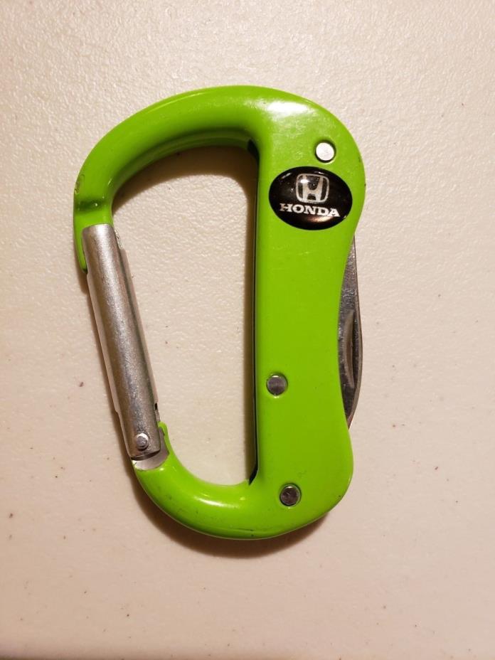 New Honda Carabiner knife scissors & bottle opener file set Carab001 Green