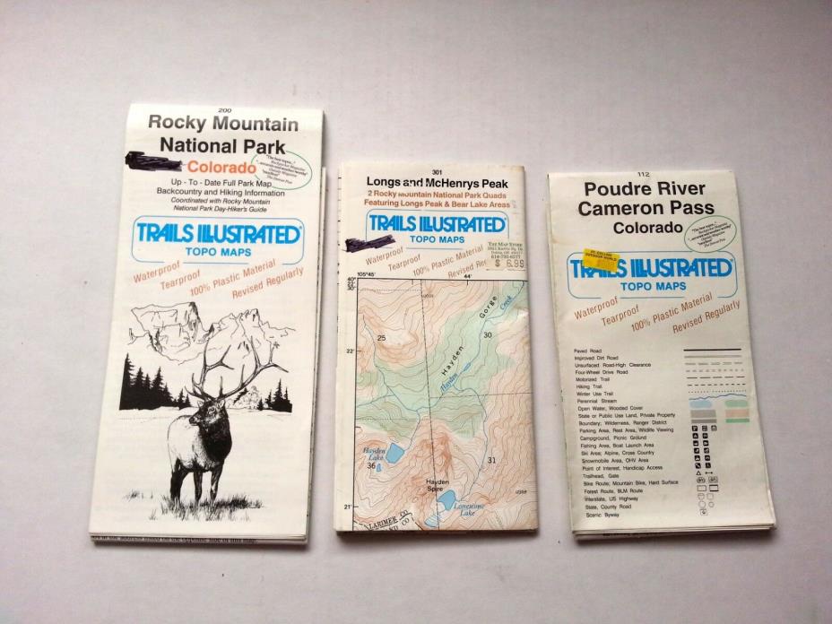 Lot of 3 Natl Geo TRAILS ILLUSTRATED Maps - Rocky Mtn NP - 200 112 301