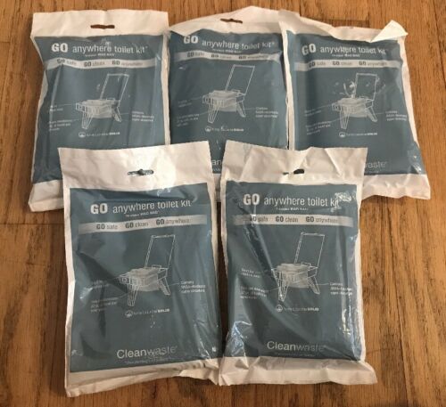 Lot of 5 Cleanwaste Wag Bags Go Anywhere Toilet Kit Backpacking Camping
