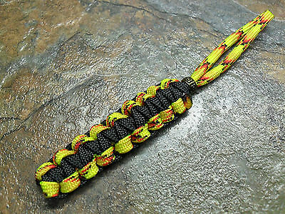 EXPLODE & BLACK PARACORD NO CORE KNIFE LANYARD PULL BRONZE BEAD AMERICAN MADE