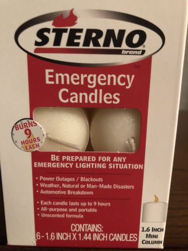 Sterno Emergency Candles 6 PK Bug Out Survival Camping Hiking Hunting Prepared