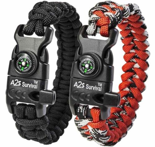 A2S Protection Paracord Bracelet K2-Peak – Survival Gear Kit with Embedded...