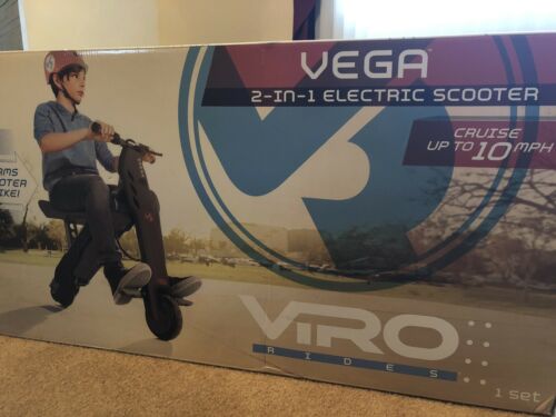 VIRO Rides Vega 2-n-1 Transforming Electric Scooter Mini Bike Black FREE SHIP!