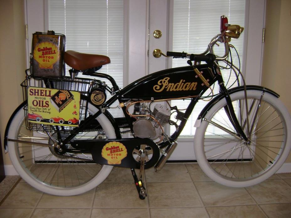 Replica 1900'S INDIAN SHELL GAS STATION BOARD TRACK RACER DELIVERY CYCLE/BIKE