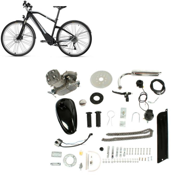 Hot 50cc 2-Stroke Petrol Gas Motor Engine Kit Motorised Bicycle Push Bike Silver