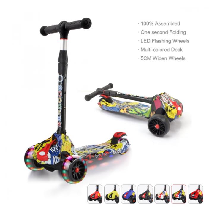 XJD Kick Scooters for Kids Toddler Adjustable Height Extra-Wide 3 Wheels Boys Gi