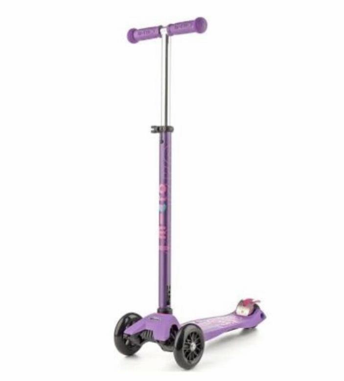 Maxi Micro Scooter - Purple with T-BAR Steering 3 Wheels Kick Scooter Age 5-12