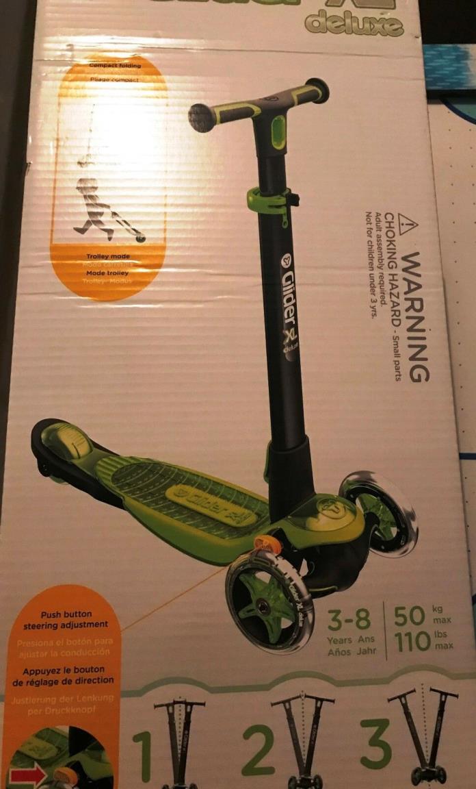 Yvolution Y Glider XL Deluxe - Foldable Kids Kick Scooter GREEN NEW IN BOX