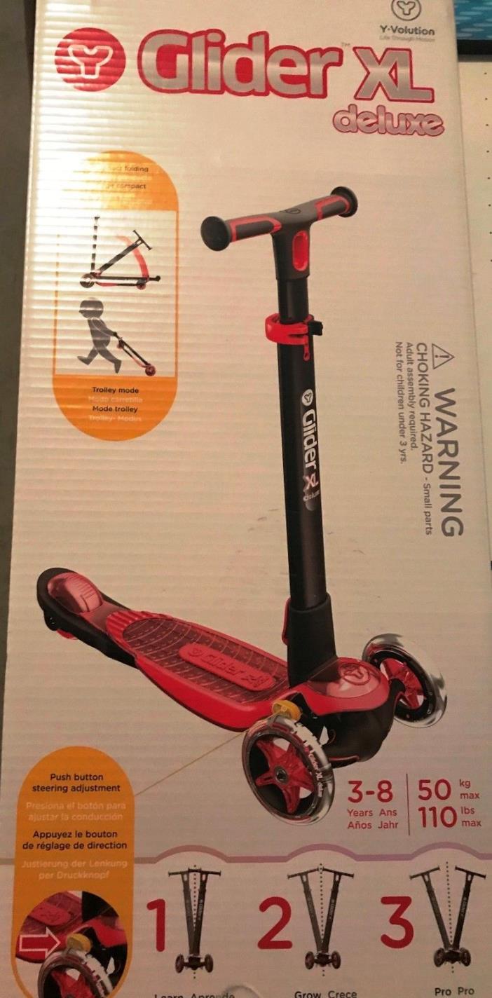 Yvolution Y Glider XL Deluxe - Foldable Kids Kick Scooter RED NEW IN BOX