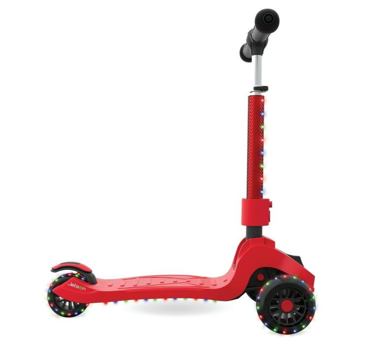 Jetson Saturn 3-Wheel Kick Scooter with Bright LED Lights - Red