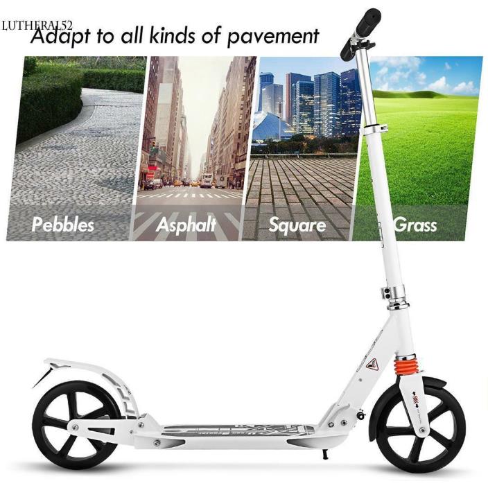 Folding Aluminum Alloy Kick Scooter with Adjustable Handlebar+ Big Wheel