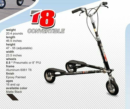 Trikke T8 Air Carving Scooter 3 Wheel Cambering Folding (Black) Barely Used