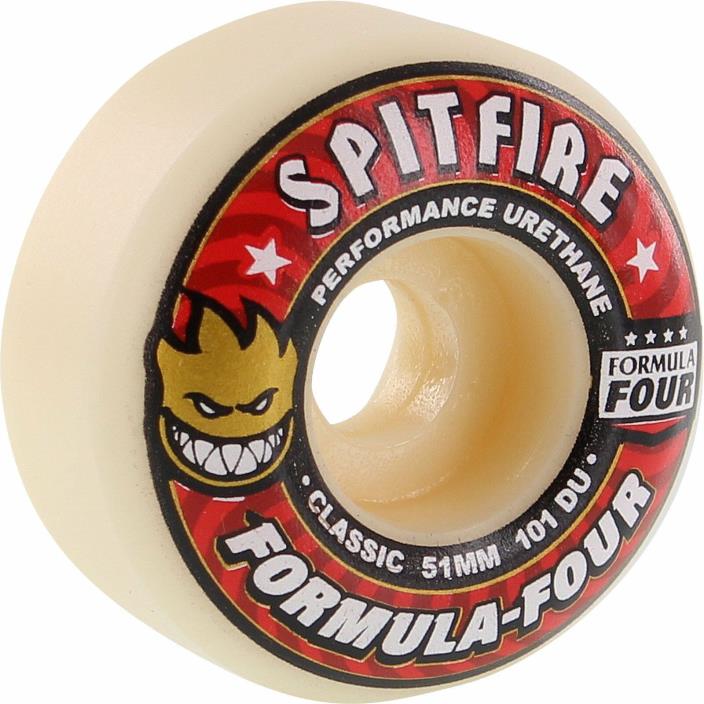 Spitfire Wheels F4 Classic 51mm 101a - White/Red (Set of 4)