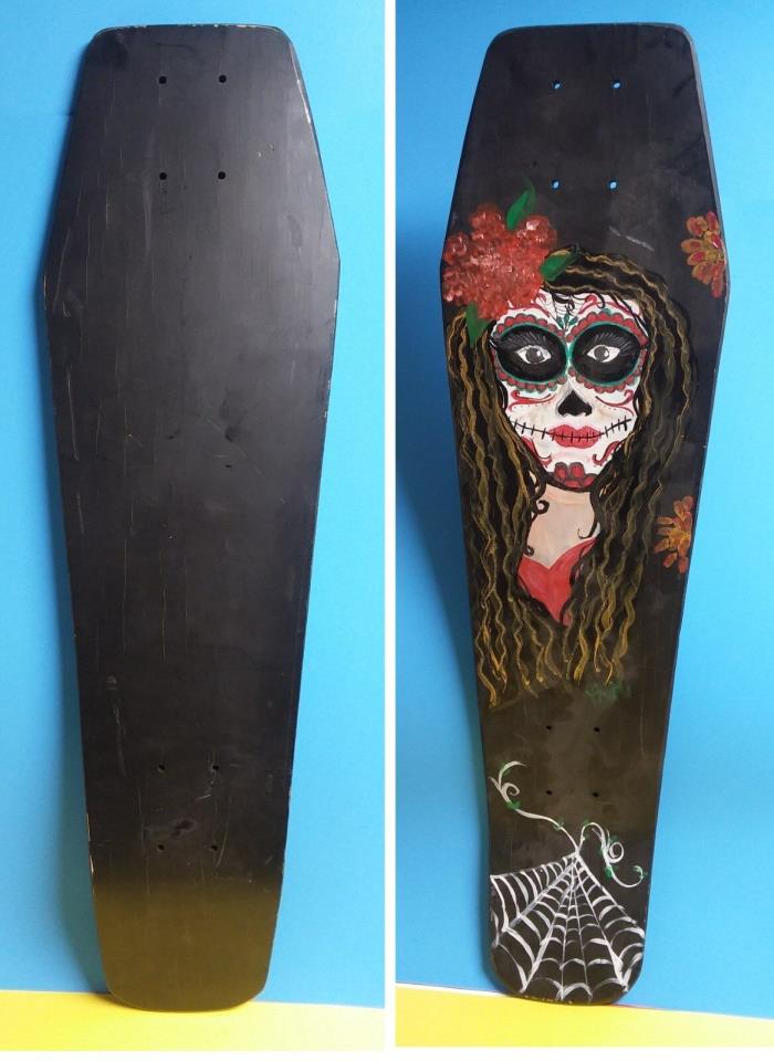 Warped Coffin Cruiser Skateboard Deck Original Art 9-ply deck 30.25