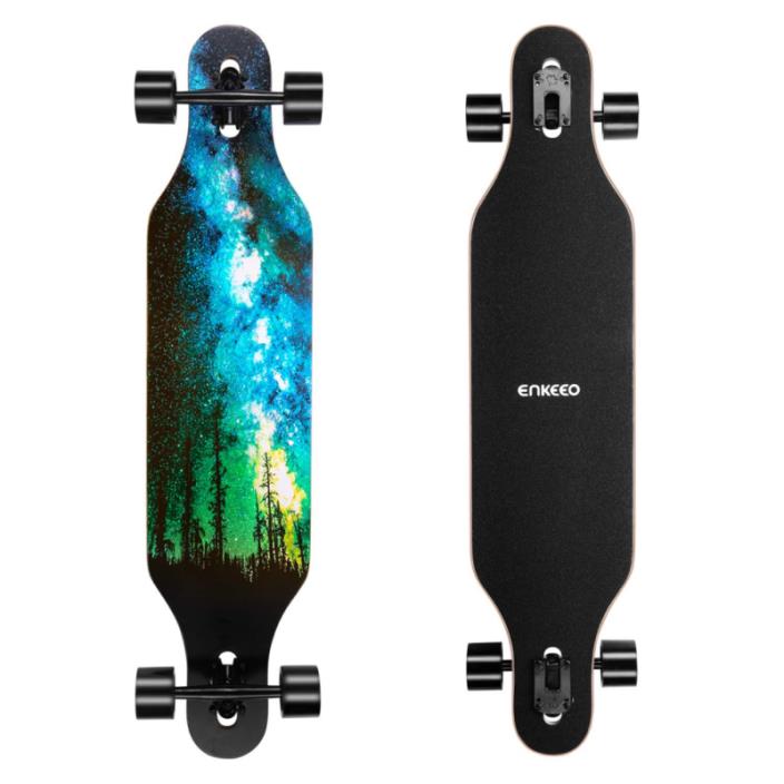 ENKEEO 40 Inch Drop-Through Longboard Skateboard Complete for Carving Downhill C