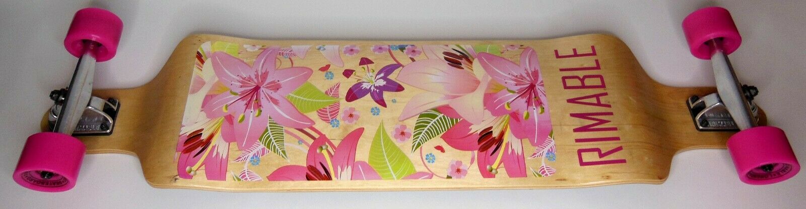 NEW RIMABLE Canadian Maple Drop Deck Longboard Floral Pink