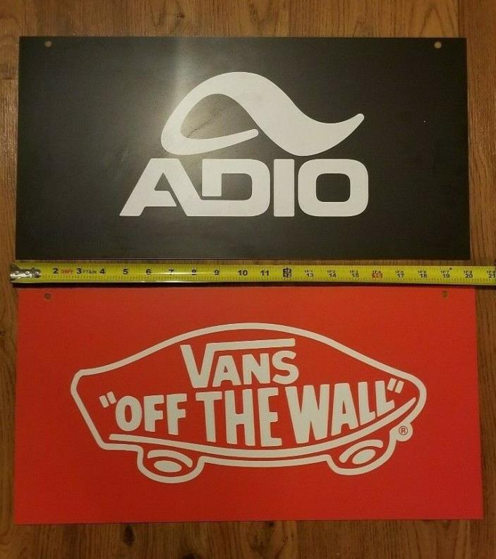 VANS & ADIO Skateboard Sneaker Shoe 20x10 PLASTIC Store Sign/Signs Lot of 2!