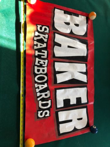 BAKER SKATEBOARDS 3’x 21” Hollywood  Rail Banner / Poster Punk Used skate