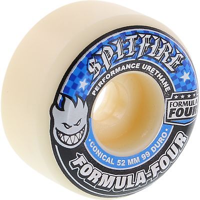Spitfire F4 99a Conical Full 52mm White W/Blue Skateboard Wheels (Set of 4)