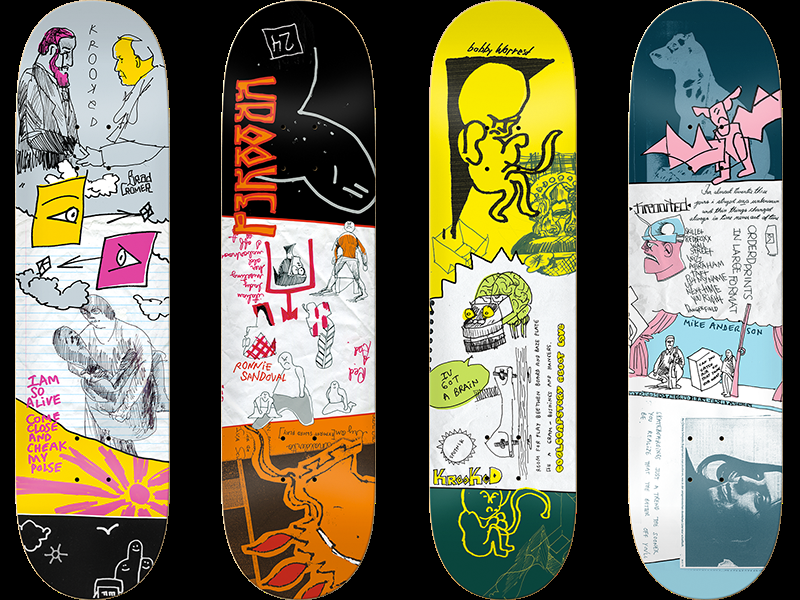 KROOKED Skateboards Mark Gonzales Art Series Full Set of 4 Uno Unknown Decks Lot
