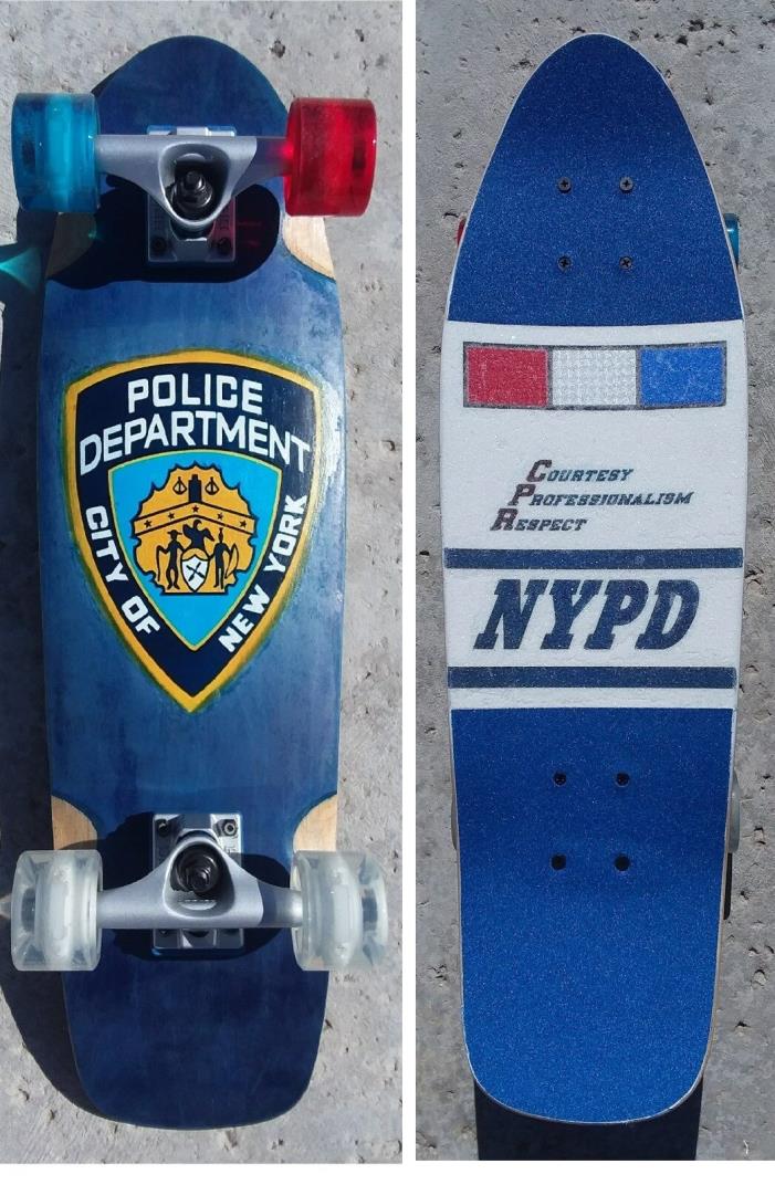 Custom Art Tribute Skateboard Lighted NYPD Cruiser New York Police Dept Inspired