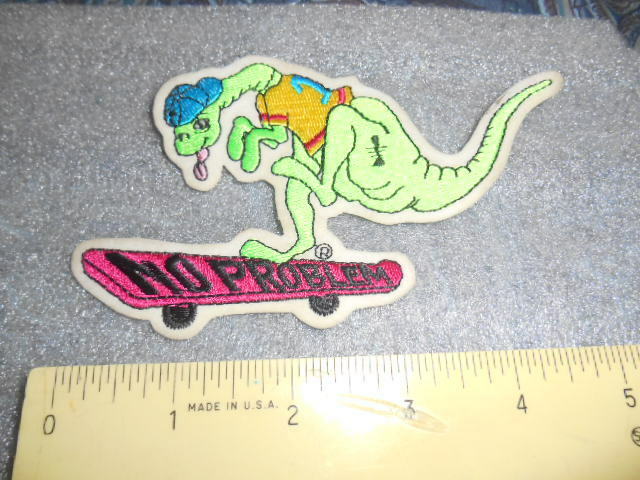 Skateboard Dinosaur NO PROBLEM   Iron on Patch