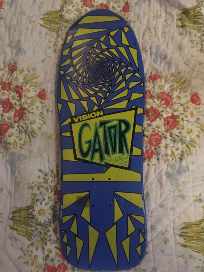 1988 Vision Gator original vintage skateboard deck blue yellow/green
