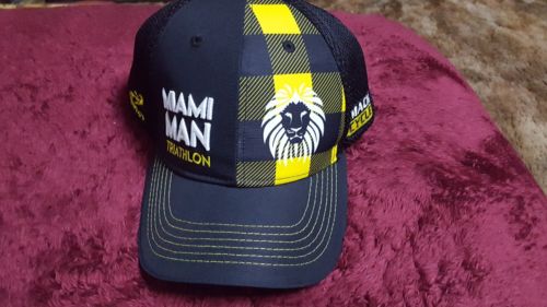 Miami Man Triathlon Black Yellow Cap Hat Mint Headsweats Mack Cycle Lion