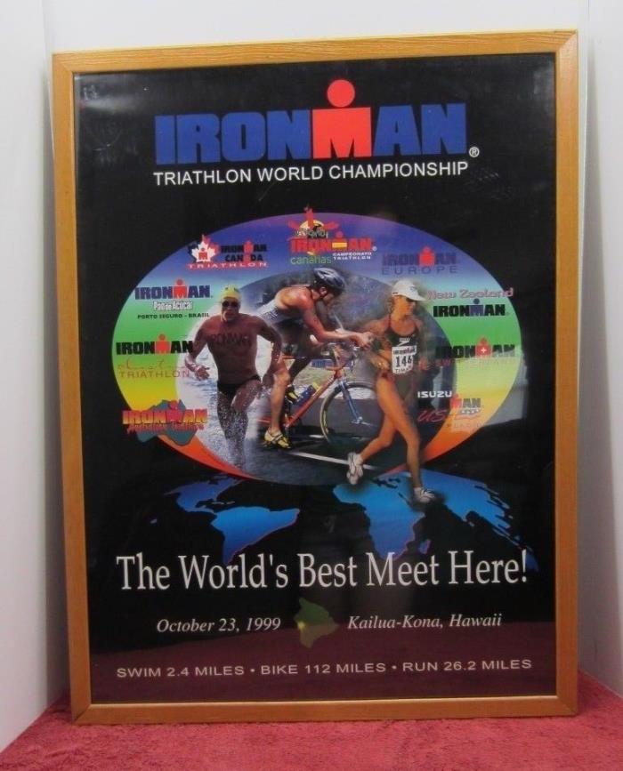 World Championship Ironman Triathlon Original Framed Poster Kailua Kona HAWAII