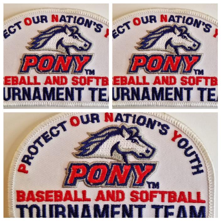 PONY Emblem Tournament Baseball Softball Iron-on Patch Scrapbooking: Lot of 3