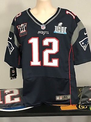 New England Patriots Tom Brady Super Bowl Jersey 51 & 52 Patches Large Blue
