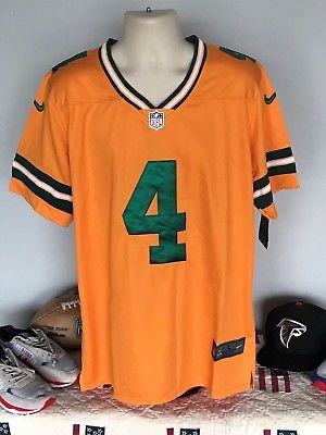 Green Bay Packers #4 Brett Favre Jersey Large(44) All Stitched Gold & Green