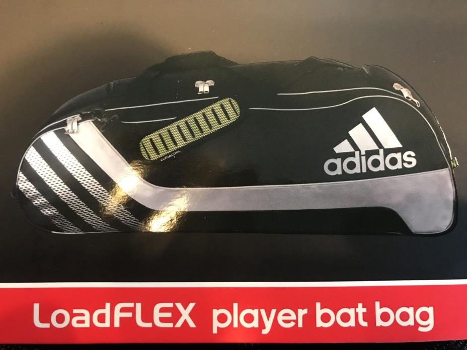 Adidas Loadflex Baseball Softball Player Bat Bag 3 Stripe Black Gray New 4 Bats