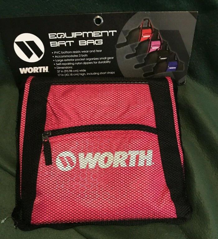 Worth Pink-Black Equipment Bat Bag Baseball Softball Holds 2 Bats Unisex NWT