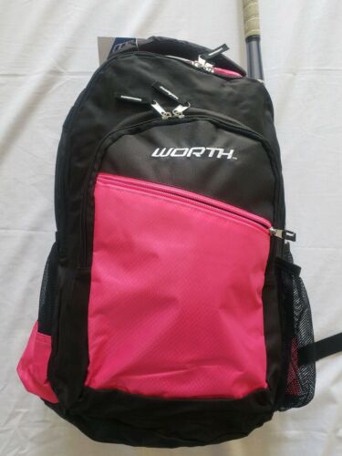 Worth Baseball Softball Bat Backpack, Equipment Bag, Pink and Black