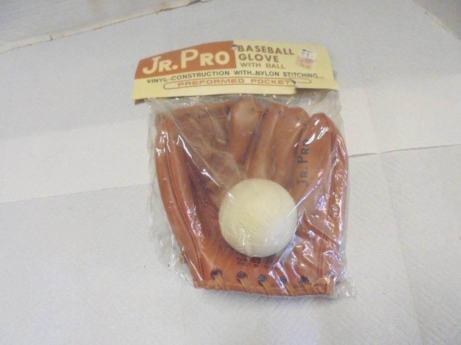 child's vinyl baseball glove & ball jr. pro preformed pocket nylon stitching