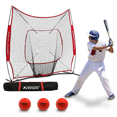 Rukket 6pc Baseball/Softball Bundle | 7x7 Hitting Net | 3 Weighted Training | |