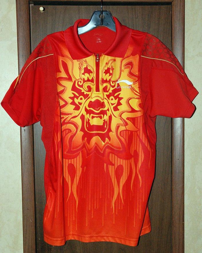 Li Ning Table Tennis Olympic Shirt Beijing 2008 China  Orange Dragon Size M