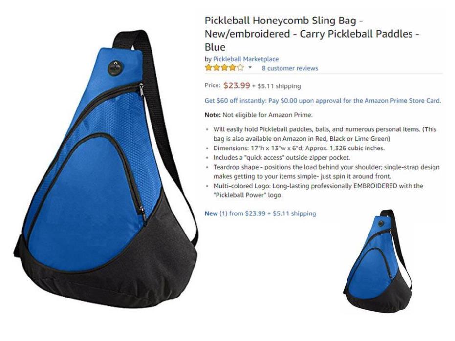 Pickleball Paddle Sling Bag - got pickleball? - Blue New, Sealed