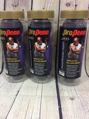 Pro Penn High Definition Racquet Balls Lot of 3 Cans Total of 9 Balls