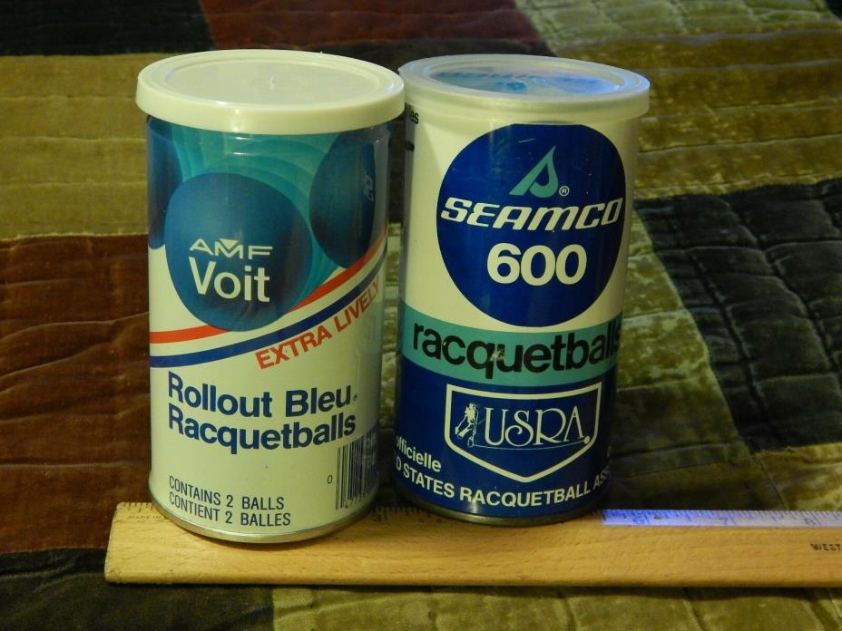 AMF VOIT ~ Extra Lively + SEAMCO 600 [LOT of 2] Steel Cans FOUR BALLS ~ Vtg Ltd