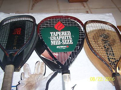 3-RACQUETBALL RACQUETS---EKTELON MENTOR (NEW)-EKTELON MAGNUM 2 (USED) AND DP GRA