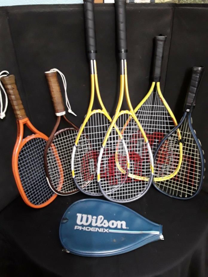 6 Racquets; 3x Wilson Hyper, Bandido, Marty Hogan Leach, Wilson Phoenix