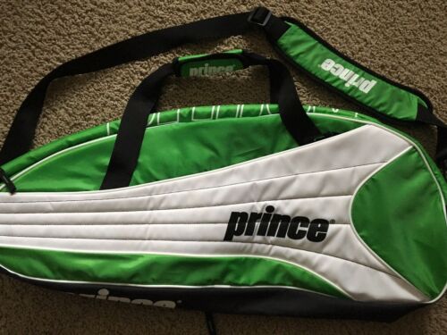 Prince Victory Triple Green & White Tennis Racket Bag Holds 3 Rackets New